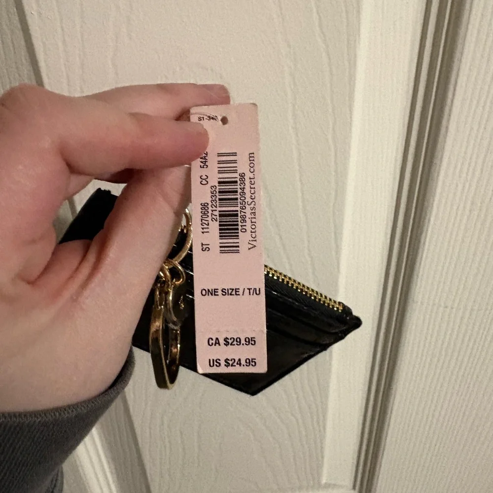 Victoria's Secret Glossy Black Card Holder with Gold Rings